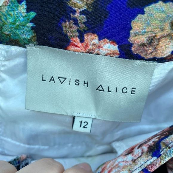 Lavish Alice Floral Blue Multicolor Hidden Shorts Skirt Size 12 - Picture 3 of 10